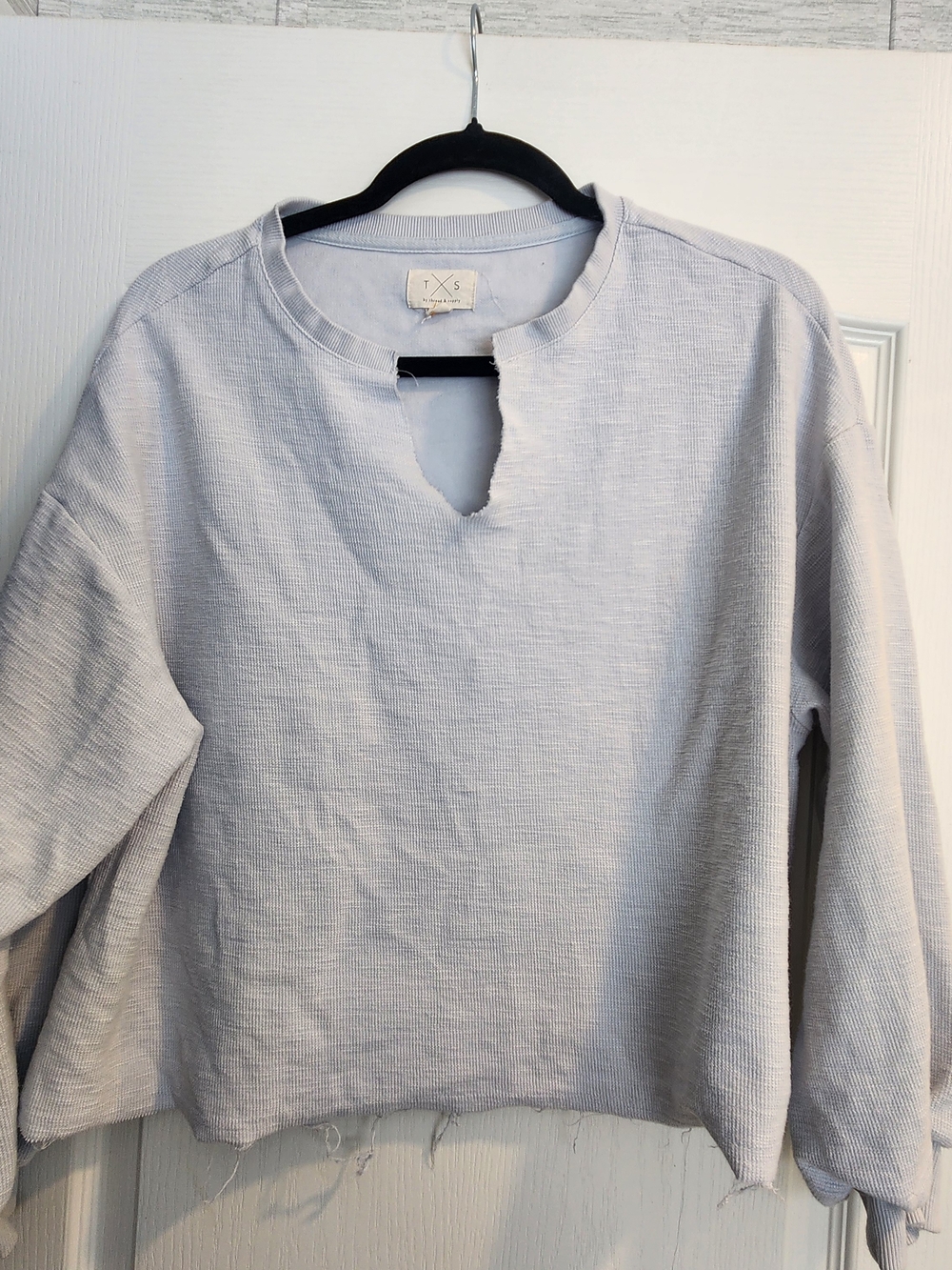 Thread & Supply Light Blue Cutout Sweatshirt M Euc